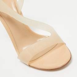 Pre Owned Gianvito Rossi Beige PVC Metropolis Slingback Sandals Size 38