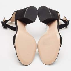 Pre Owned Gianvito Rossi Black Suede Versilia Sandals Size 34.5