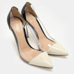 Gianvito Rossi Cream/Black Patent Leather and PVC Plexi Pumps Size 40