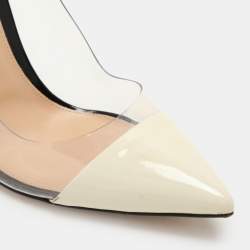 Gianvito Rossi Cream/Black Patent Leather and PVC Plexi Pumps Size 40