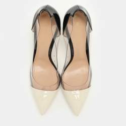 Gianvito Rossi Cream/Black Patent Leather and PVC Plexi Pumps Size 40