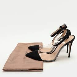 Gianvito Rossi Black PVC and Suede Anise Ankle Strap Pumps Size 40