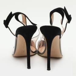 Gianvito Rossi Black PVC and Suede Anise Ankle Strap Pumps Size 40