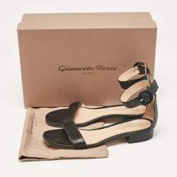 Gianvito Rossi Black Leather Portofino Flat Sandals Size 36.5