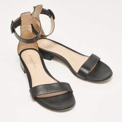 Gianvito Rossi Black Leather Portofino Flat Sandals Size 36.5