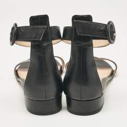 Gianvito Rossi Black Leather Portofino Flat Sandals Size 36.5