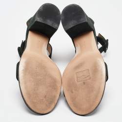 Pre Owned Gianvito Rossi Dark Green Suede Versilia Sandals Size 38