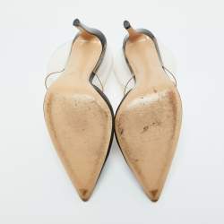 Gianvito Rossi Black Leather and PVC Plexi Pointed Toe Mules Size 41