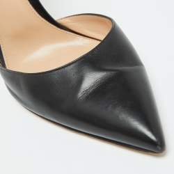 Gianvito Rossi Black Leather and PVC Plexi Pointed Toe Mules Size 41