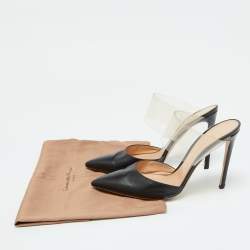 Gianvito Rossi Black Leather and PVC Plexi Pointed Toe Mules Size 41