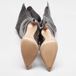 Pre Owned Gianvito Rossi Black Patent Leather Pointed-Toe Over The Knee Boots Size 38