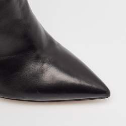 Pre Owned Gianvito Rossi Black Patent Leather Pointed-Toe Over The Knee Boots Size 38