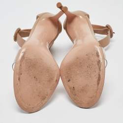 Pre Owned Gianvito Rossi Beige Leather and PVC Portofino Ankle Strap Sandals Size 39.5