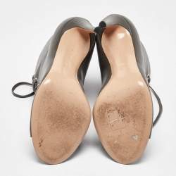 Pre Owned Gianvito Rossi Grey Leather Open Toe Lace up Ankle Length Boots Size 40