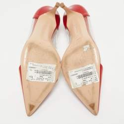 Pre Owned Gianvito Rossi Red Patent Leather and PVC Plexi Pumps Size 38.5