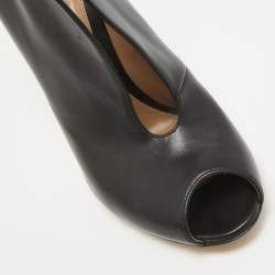 Pre Owned Gianvito Rossi Black Leather Vamp Booties Size 39