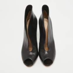 Pre Owned Gianvito Rossi Black Leather Vamp Booties Size 39