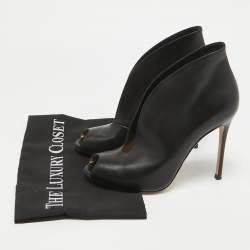 Pre Owned Gianvito Rossi Black Leather Vamp Booties Size 39