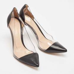Pre Owned Gianvito Rossi Black Leather and PVC Plexi Pumps Size 38.5