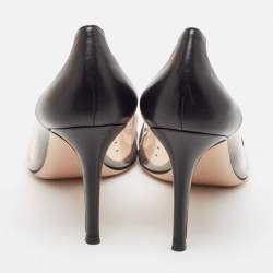 Pre Owned Gianvito Rossi Black Leather and PVC Plexi Pumps Size 38.5
