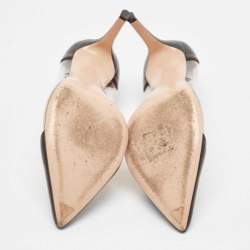 Pre Owned Gianvito Rossi Black Leather and PVC Plexi Pumps Size 38.5