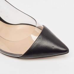Pre Owned Gianvito Rossi Black Leather and PVC Plexi Pumps Size 38.5