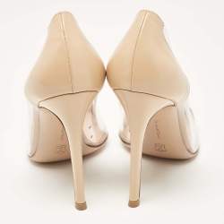 Gianvito Rossi White/Beige Leather and PVC Plexi Pumps Size 38.5