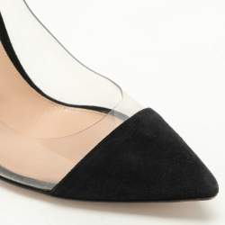 Pre Owned Gianvito Rossi Black PVC and Suede Plexi Pumps Size 39