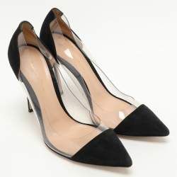 Pre Owned Gianvito Rossi Black PVC and Suede Plexi Pumps Size 39