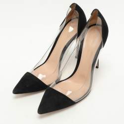 Pre Owned Gianvito Rossi Black PVC and Suede Plexi Pumps Size 39