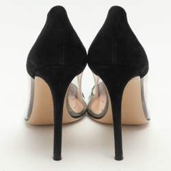 Pre Owned Gianvito Rossi Black PVC and Suede Plexi Pumps Size 39