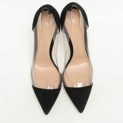 Pre Owned Gianvito Rossi Black PVC and Suede Plexi Pumps Size 39