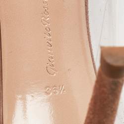 Gianvito Rossi Brown Suede Leather And PVC Plexi Pointed Toe Pumps Size 36.5