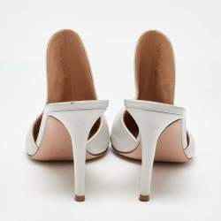 Pre Owned Gianvito Rossi White Leather Aramis Mules Size 39.5