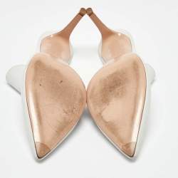 Pre Owned Gianvito Rossi White Leather Aramis Mules Size 39.5