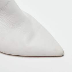 Pre Owned Gianvito Rossi White Leather Aramis Mules Size 39.5