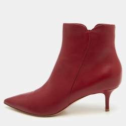 Gianvito Rossi Red Leather Levy 55 Ankle Boots Size 41