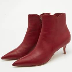 Gianvito Rossi Red Leather Levy 55 Ankle Boots Size 41