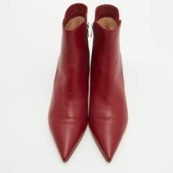 Gianvito Rossi Red Leather Levy 55 Ankle Boots Size 41