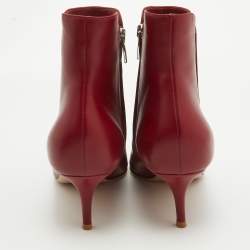 Gianvito Rossi Red Leather Levy 55 Ankle Boots Size 41