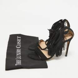 Pre Owned Gianvito Rossi Black Suede Olivia Ankle Strap Sandals Size 36