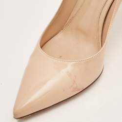 مملوكة مسبقًا حذاء كعب عالي جيانفيتو روسي جلد لامع بيج مقاس 38.5