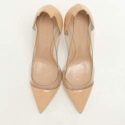 Gianvito Rossi Beige Patent Leather and PVC Plexi Pumps Size 37