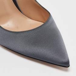 Pre Owned Gianvito Rossi Slate Grey Satin Pointed Toe Pumps Size 40