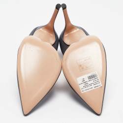 Pre Owned Gianvito Rossi Slate Grey Satin Pointed Toe Pumps Size 40