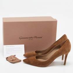 Gianvito Rossi Brown Suede Pointed Toe Pumps Size 38.5