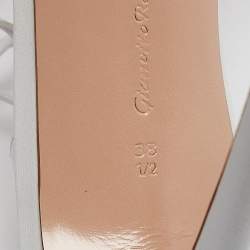 Pre Owned Gianvito Rossi Light Grey Leather Ruffled Ankle Wrap Sandals Size 38.5