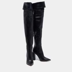 Pre Owned Gianvito Rossi Black Leather Knee Length Boots Size 37