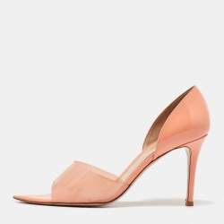 Pre Owned Gianvito Rossi Coral Orange PVC and Patent Leather Bree Pumps Size 40