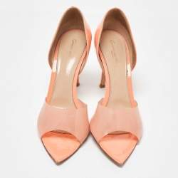 Pre Owned Gianvito Rossi Coral Orange PVC and Patent Leather Bree Pumps Size 40
